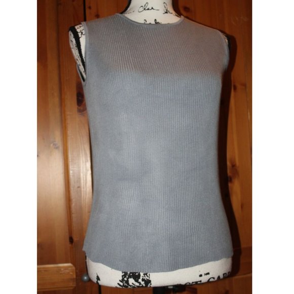 Liz Claiborne Collections Ribbed Grey  100% Silk Layering Vest Size L - Picture 1 of 7